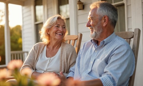 a couple relaxing on a porch