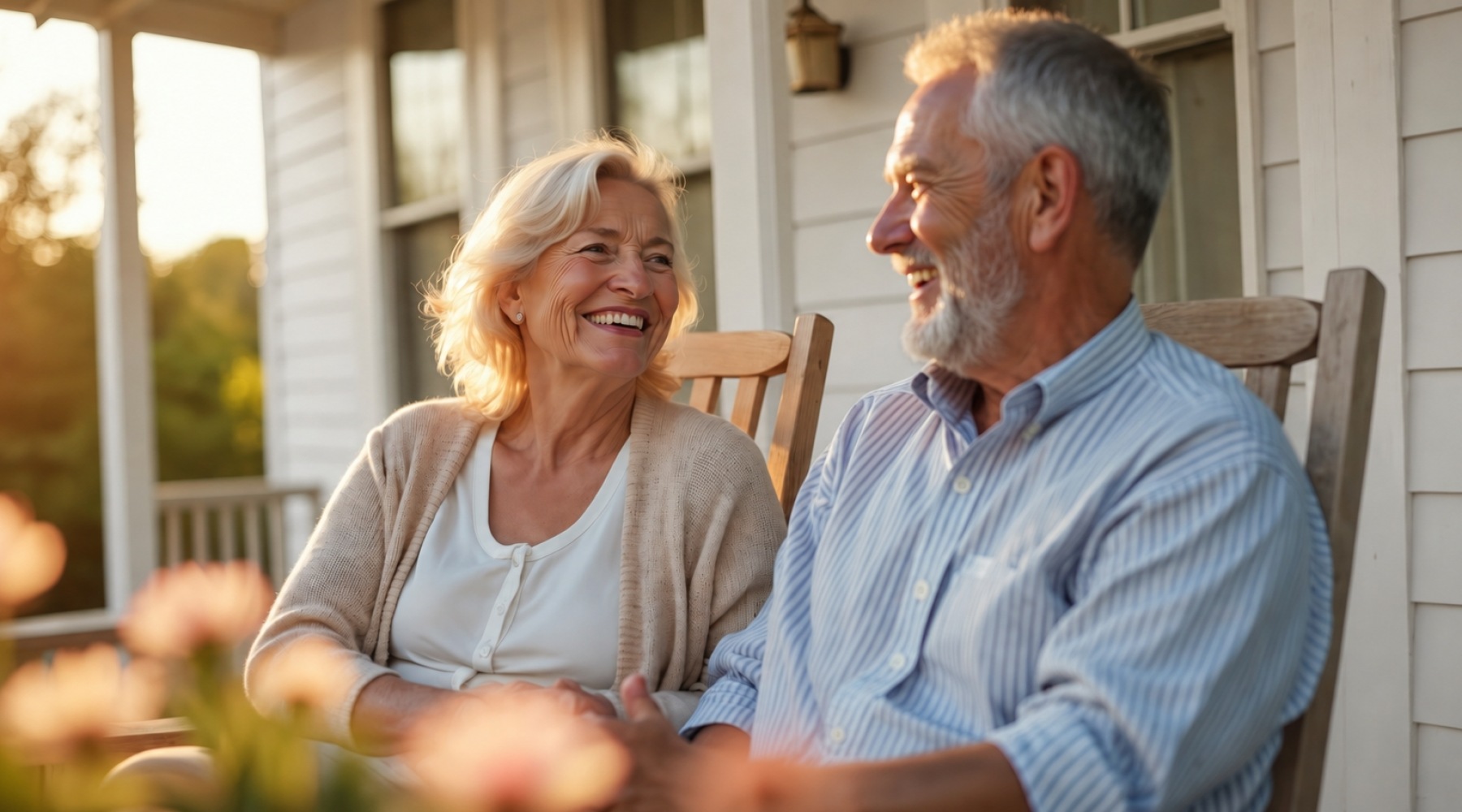 a couple relaxing on a porch